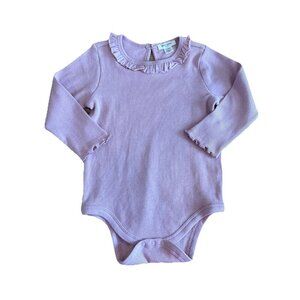 BURT'S BEES BABY One-piece Bodysuit Outfit 12 months Waffle Pink Ruffles LS